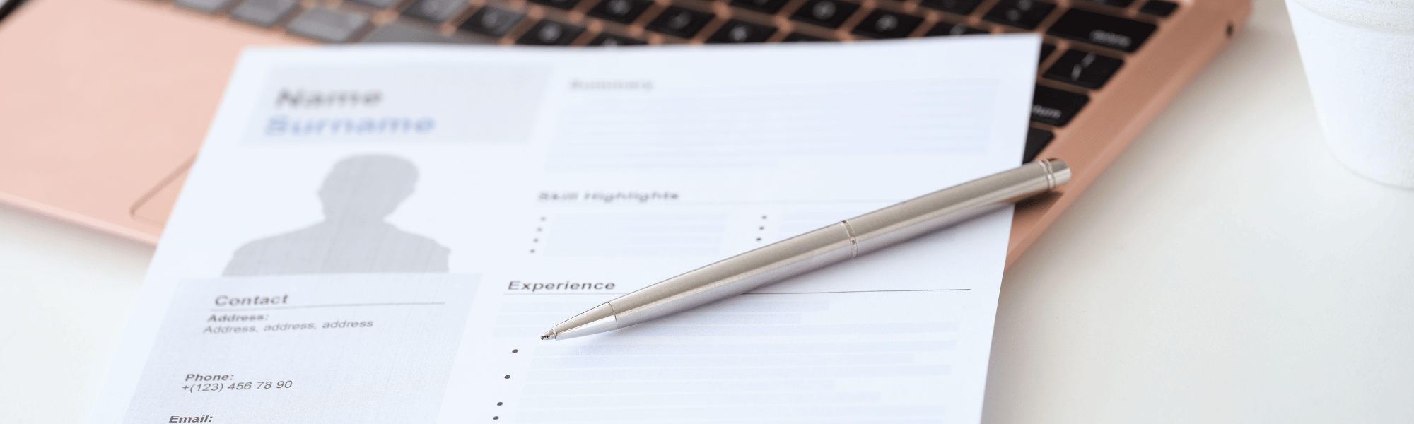 Illustration of a plain CV template without personalised content.